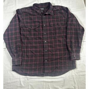 Filson Mens XXL Heavy Cotton Flannel Shirt Burgundy Black Buffalo Check Plaid